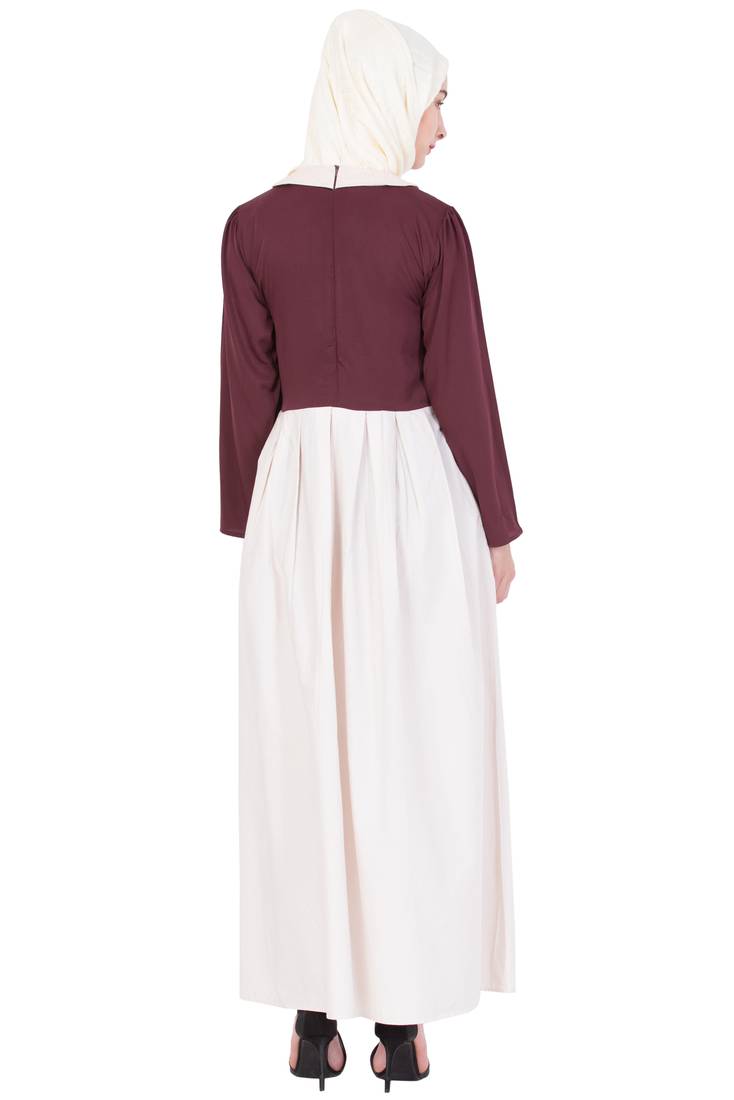 Maroon Plain Crepe Abaya