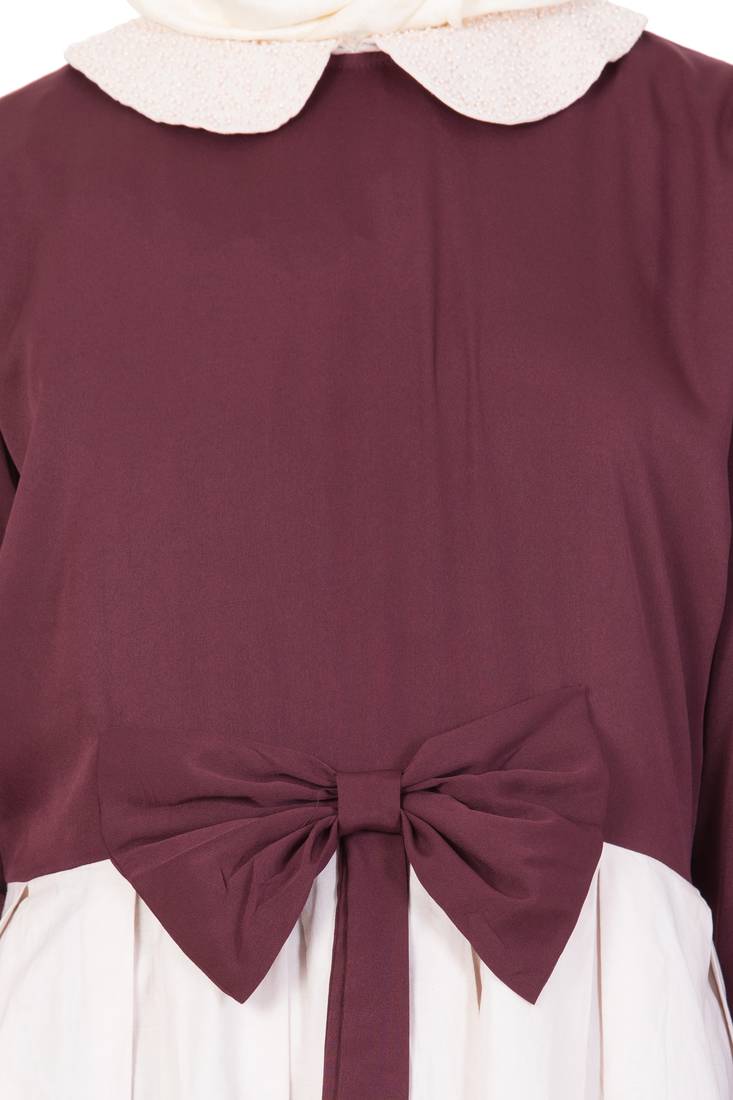 Maroon Plain Crepe Abaya