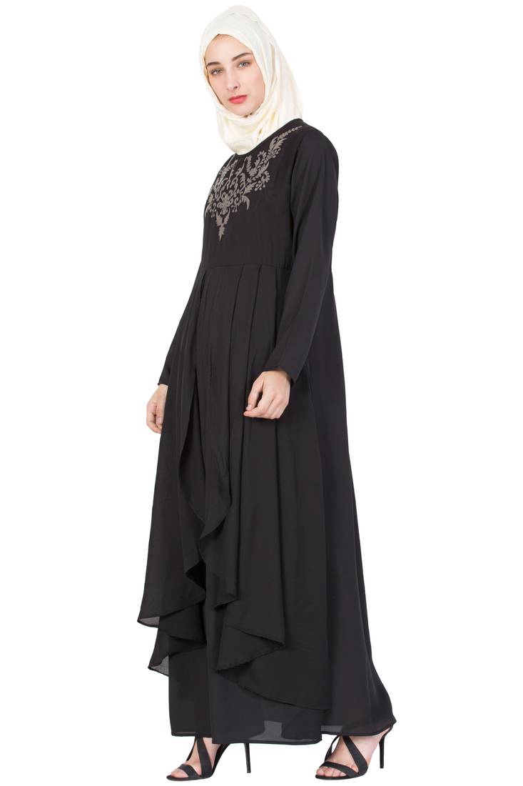 Black Plain Crepe Abaya