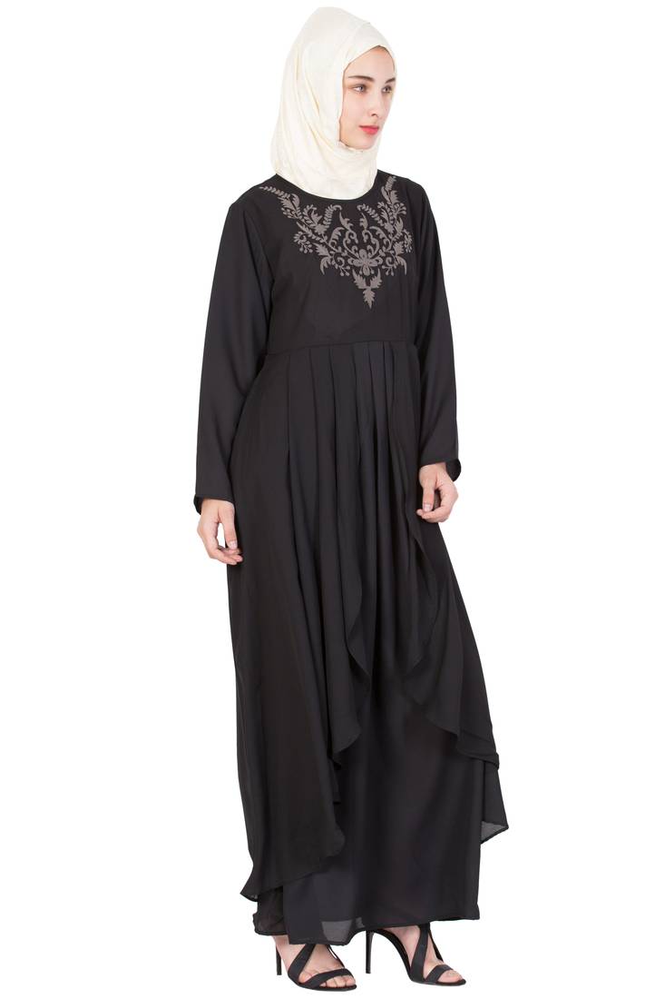 Black Plain Crepe Abaya