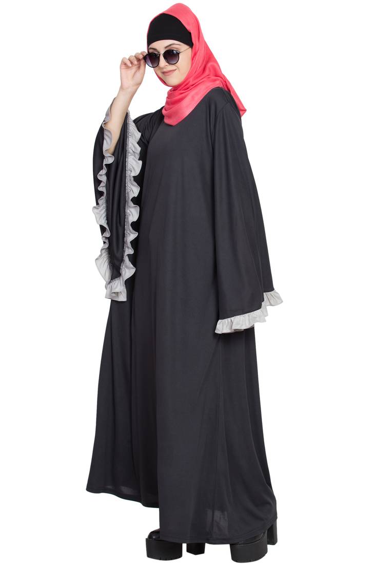 Black Plain Polyester Abaya