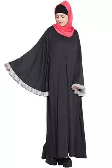 Black Plain Polyester Abaya