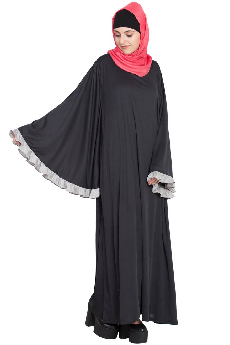 Black Plain Polyester Abaya