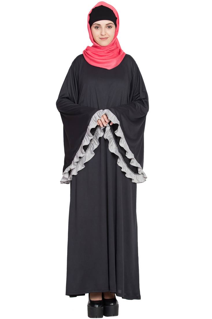 Black Plain Polyester Abaya