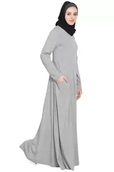 Silver Plain Cotton Abaya
