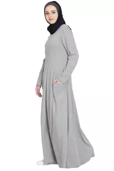 Silver Plain Cotton Abaya