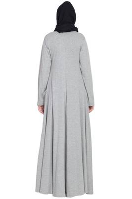 Silver Plain Cotton Abaya 4