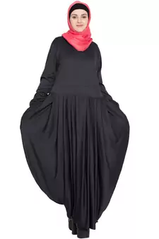 Black Plain Polyester Abaya