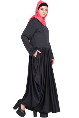 Black Plain Polyester Abaya 3