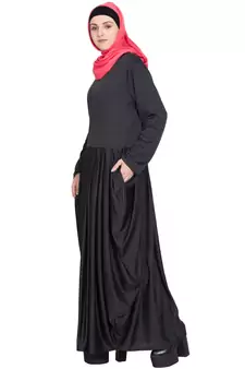 Black Plain Polyester Abaya