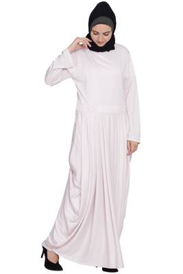 Light Pink Plain Polyester Abaya 2