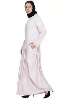Light Pink Plain Polyester Abaya