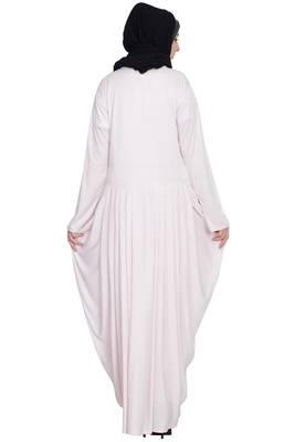 Light Pink Plain Polyester Abaya 4