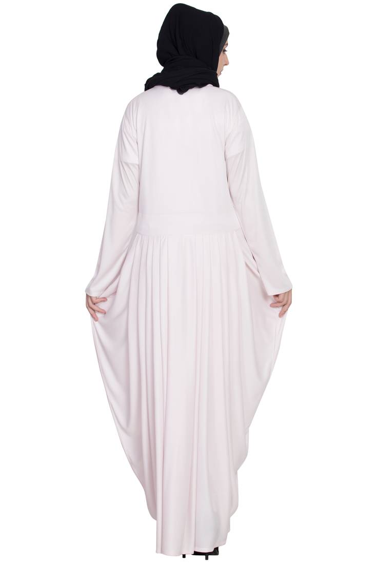 Light Pink Plain Polyester Abaya