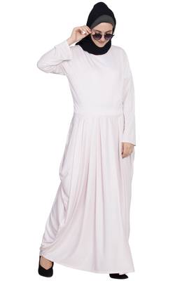Light Pink Plain Polyester Abaya 6