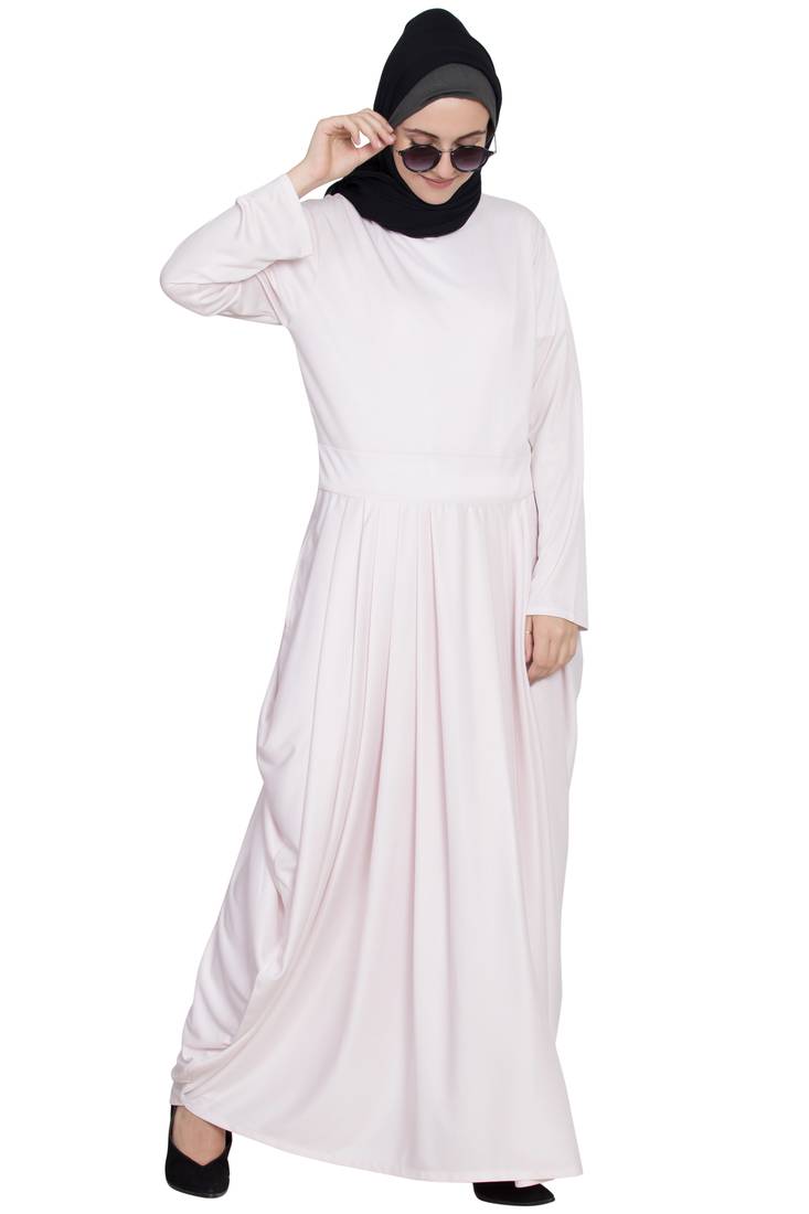 Light Pink Plain Polyester Abaya