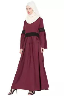 Maroon Plain Crepe Abaya