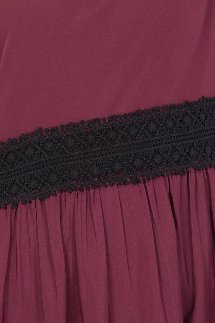 Maroon Plain Crepe Abaya