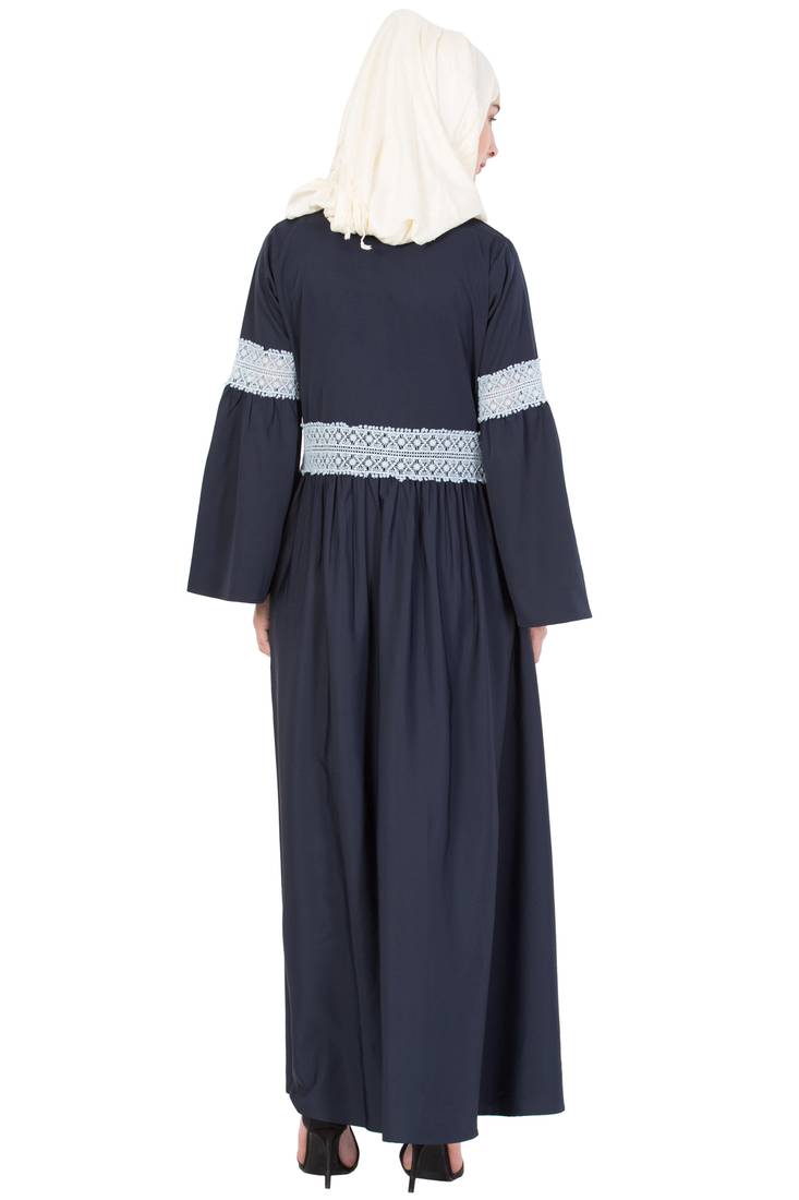 Navy Blue Plain Crepe Abaya