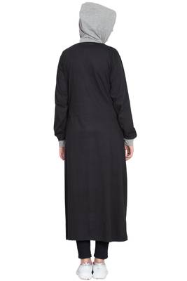 Black Plain Cotton Abaya 4