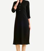 Black Viscose Rayon Three Quarter Sleeves V Neck stitched kurtas and kurtis