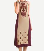 Maroon Viscose Rayon Sleeveless Round Neck stitched kurtas and kurtis