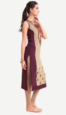 Maroon Viscose Rayon Sleeveless Round Neck stitched kurtas and kurtis 2