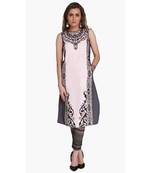 Pink Viscose Rayon embroidery Sleeveless Round Neck stitched kurtas and kurtis