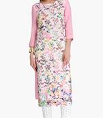 Pink Viscose Rayon embroidery Three Quarter Sleeves Round Neck stitched kurtas and kurtis