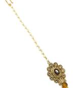 Jewellery Mehndi Polish Maang Tikka Decorated With Crystal & Pearl For Women/Girls