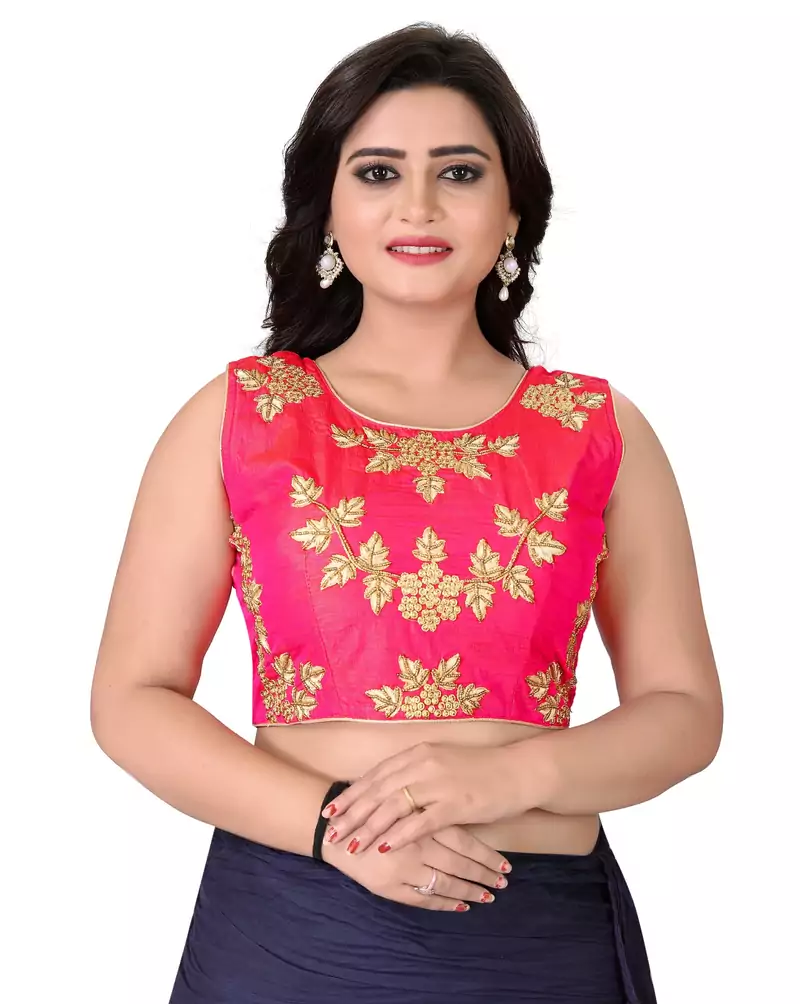 Pink Embriodered Silk Blouse