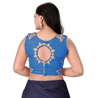 Blue Embriodered Silk Blouse 2