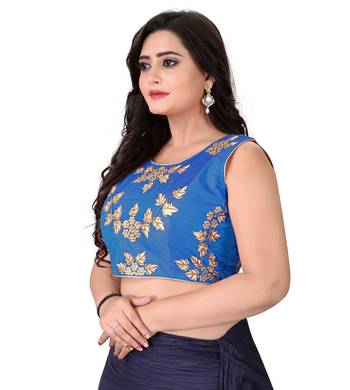 Blue Embriodered Silk Blouse 3
