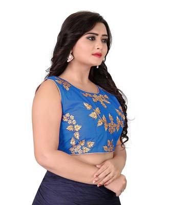 Blue Embriodered Silk Blouse 4