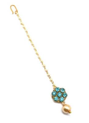 Jewellery Flower Style Maang Tikka Decorated With Crystal & Pearl For Women/Girls 1