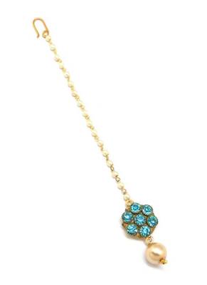 Jewellery Flower Style Maang Tikka Decorated With Crystal & Pearl For Women/Girls 2
