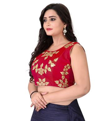 Red Embriodered Silk Blouse 3