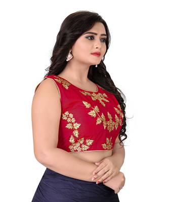 Red Embriodered Silk Blouse 4