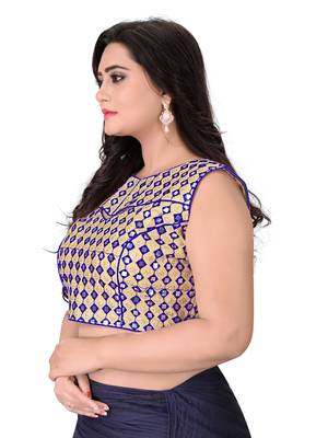 Blue Embriodered Bangalori Blouse 3
