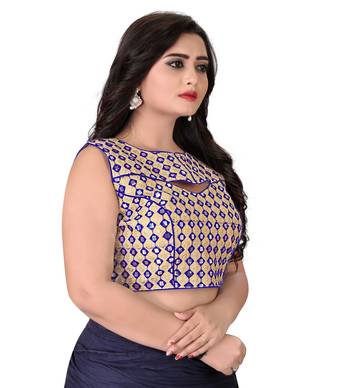 Blue Embriodered Bangalori Blouse 4