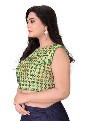 Green Embriodered Bangalori Blouse 3