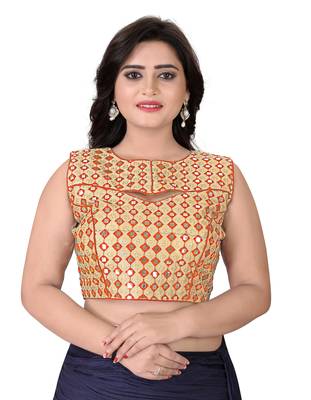 Orange Embriodered Bangalori Blouse 1