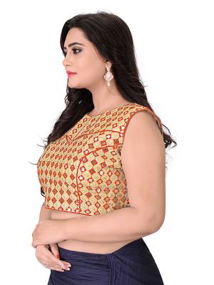 Orange Embriodered Bangalori Blouse 3