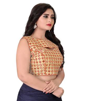 Orange Embriodered Bangalori Blouse 4
