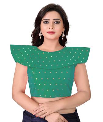 Turquoise Solid Malbari Blouse 1