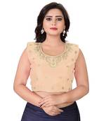 Beige Embriodered Silk Blouse