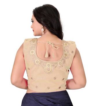 Beige Embriodered Silk Blouse 2