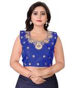 Blue Embriodered Silk Blouse