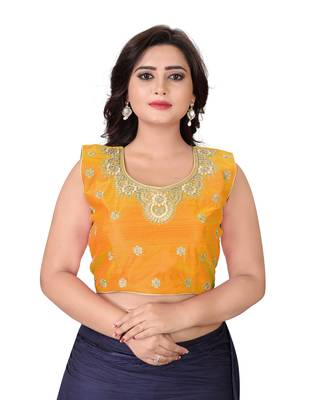 Orange Embriodered Silk Blouse 1