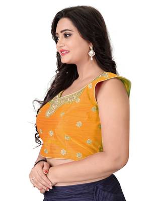 Orange Embriodered Silk Blouse 3